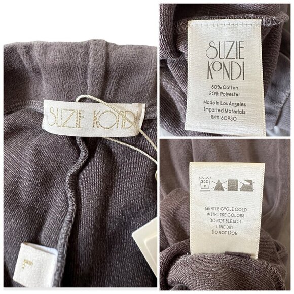 Suzie Kondi The Tinos Slim Track Pants in Velour, Steel, Size  L, New with Tag - Picture 5 of 14